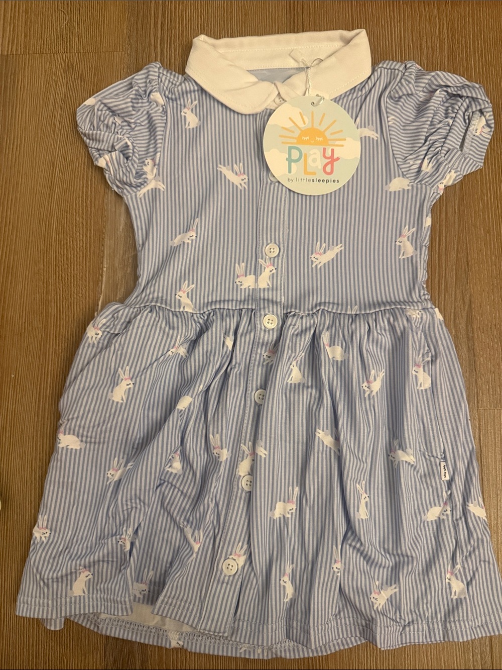 NWT Little Sleepies Bunny Stripe Button Down Dress - 2T